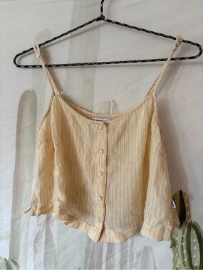 Sisstrevolution Stripped Button Down Crop Tank Top 🌵Small
